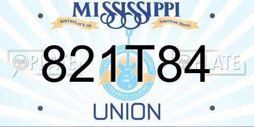 821T84 Mississippi License Plate