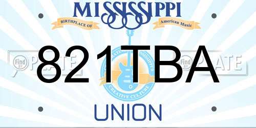 821TBA Mississippi License Plate
