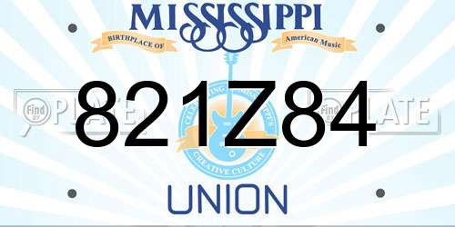 821Z84 Mississippi License Plate