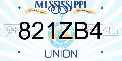 821ZB4 Mississippi License Plate