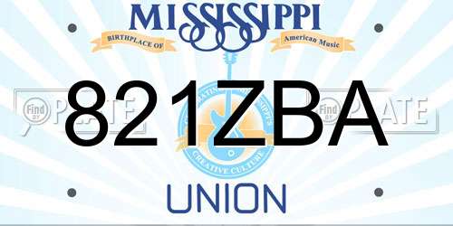 821ZBA Mississippi License Plate