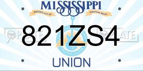 821ZS4 Mississippi License Plate