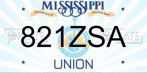 821ZSA Mississippi License Plate