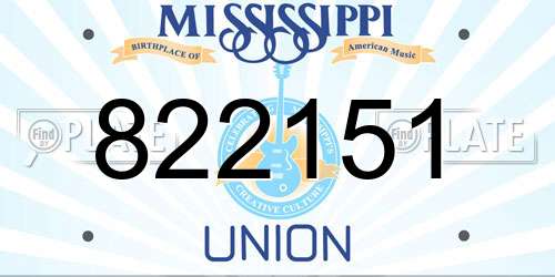 822151 Mississippi License Plate