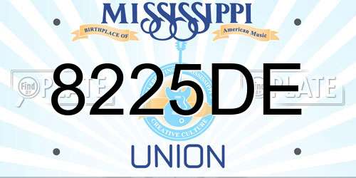 8225DE Mississippi License Plate