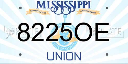 8225OE Mississippi License Plate