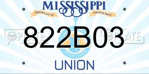 822B03 Mississippi License Plate
