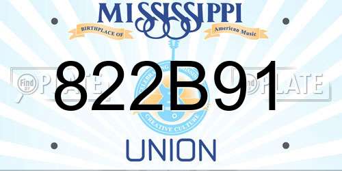 822B91 Mississippi License Plate