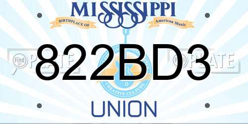 822BD3 Mississippi License Plate