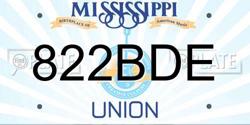822BDE Mississippi License Plate