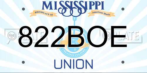 822BOE Mississippi License Plate