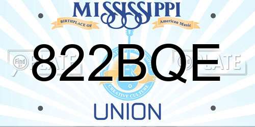 822BQE Mississippi License Plate