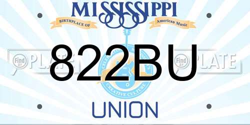 822BU Mississippi License Plate