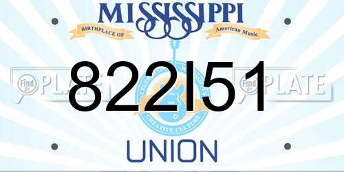 822I51 Mississippi License Plate