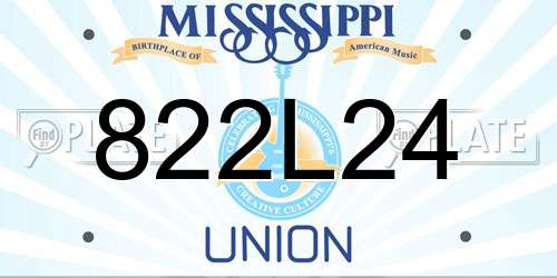 822L24 Mississippi License Plate