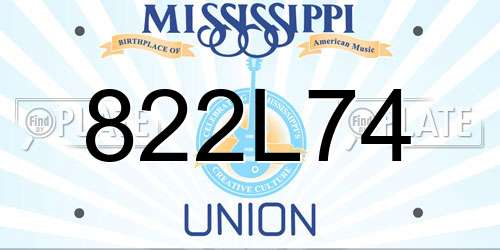 822L74 Mississippi License Plate