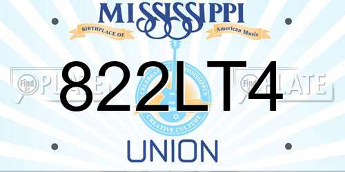 822LT4 Mississippi License Plate