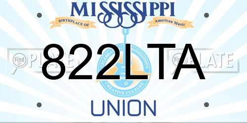 822LTA Mississippi License Plate