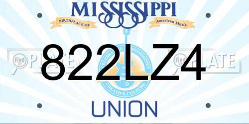822LZ4 Mississippi License Plate