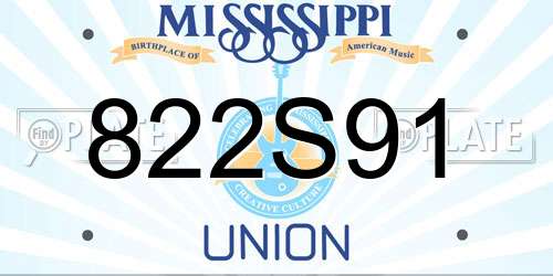 822S91 Mississippi License Plate