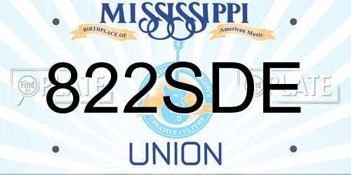 822SDE Mississippi License Plate