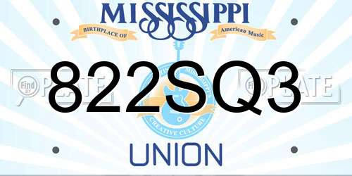 822SQ3 Mississippi License Plate