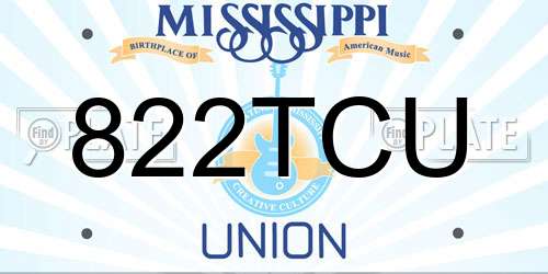 822TCU Mississippi License Plate