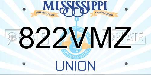 822VMZ Mississippi License Plate