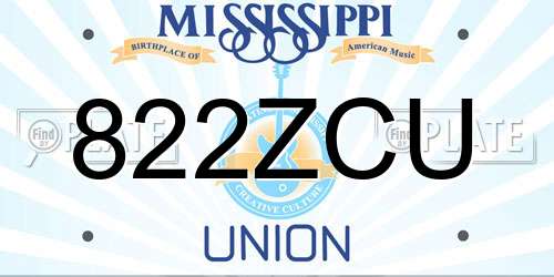 822ZCU Mississippi License Plate