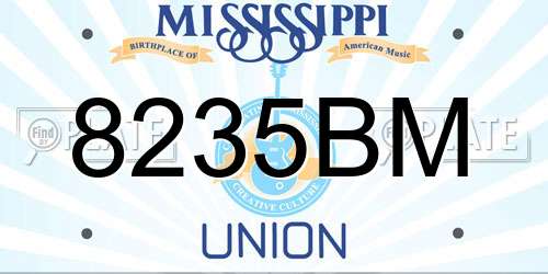 8235BM Mississippi License Plate