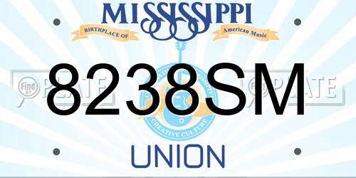 8238SM Mississippi License Plate