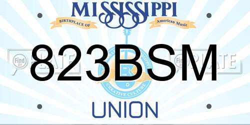 823BSM Mississippi License Plate