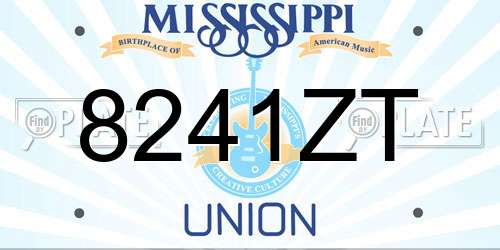 8241ZT Mississippi License Plate