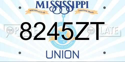 8245ZT Mississippi License Plate