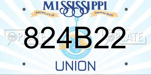 824B22 Mississippi License Plate