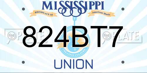 824BT7 Mississippi License Plate