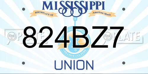 824BZ7 Mississippi License Plate