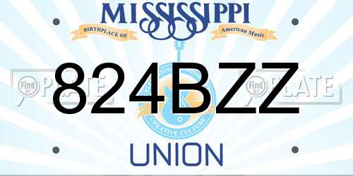 824BZZ Mississippi License Plate