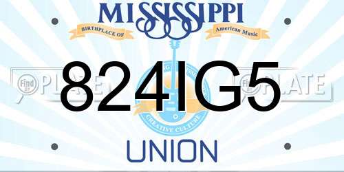 824IG5 Mississippi License Plate