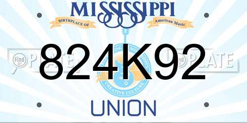 824K92 Mississippi License Plate