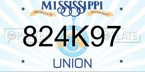 824K97 Mississippi License Plate