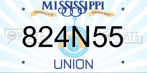 824N55 Mississippi License Plate