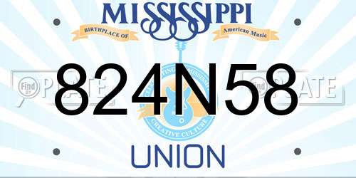 824N58 Mississippi License Plate