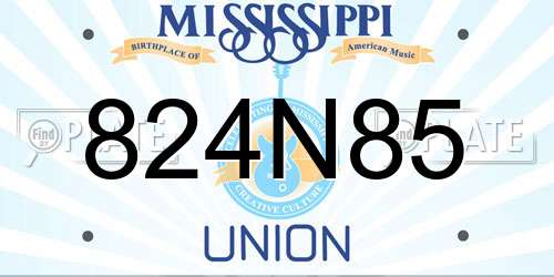 824N85 Mississippi License Plate