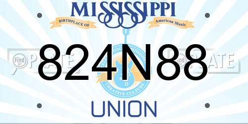824N88 Mississippi License Plate