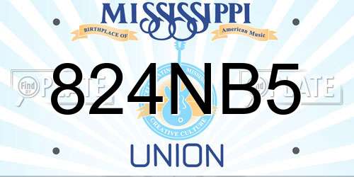 824NB5 Mississippi License Plate