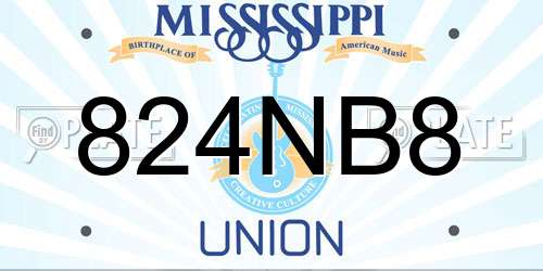 824NB8 Mississippi License Plate