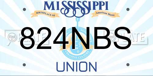 824NBS Mississippi License Plate