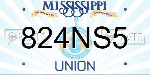 824NS5 Mississippi License Plate