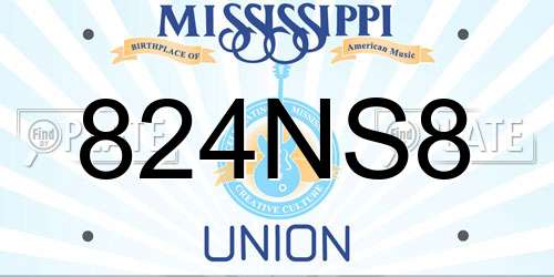 824NS8 Mississippi License Plate
